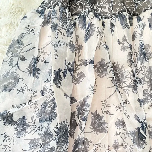 Anthropologie Halter Dress Black White V Neck Medium Midi NWT - Picture 12 of 16